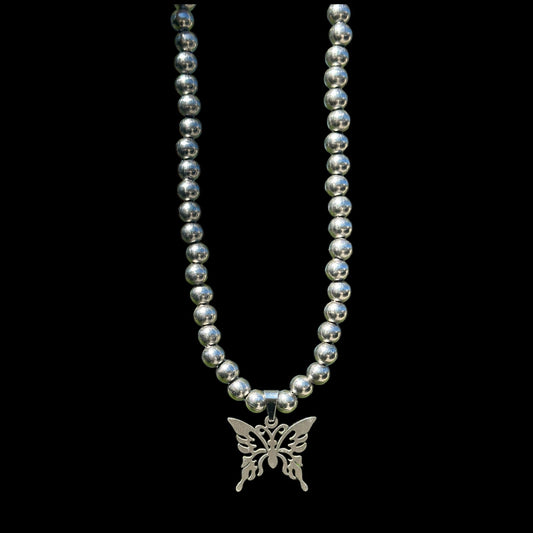 Butterfly Chain — stainless steel butterfly pendant necklace — XXBYJAXX
