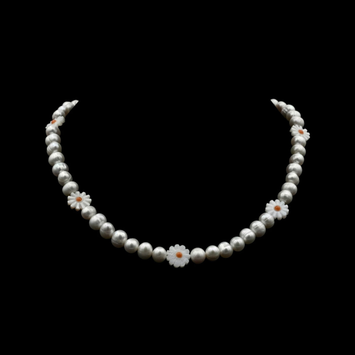 Sunflower Pearls necklace — real Tahitian pearls with hand-melted pearl sunflowers — XXBYJAXX