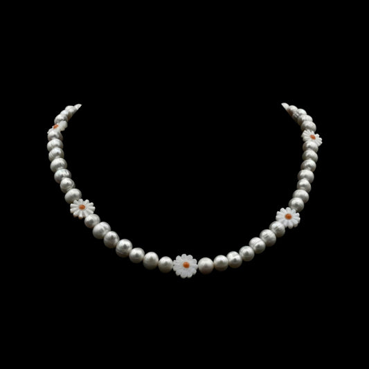 Sunflower Pearls necklace — real Tahitian pearls with hand-melted pearl sunflowers — XXBYJAXX